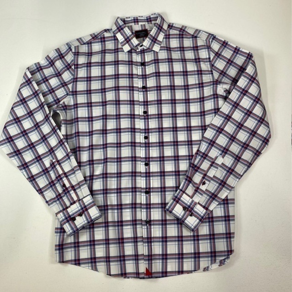 UNTUCKit Baron WF Tall Wrinkle Free Plaid Button Down Shirt Mens Large